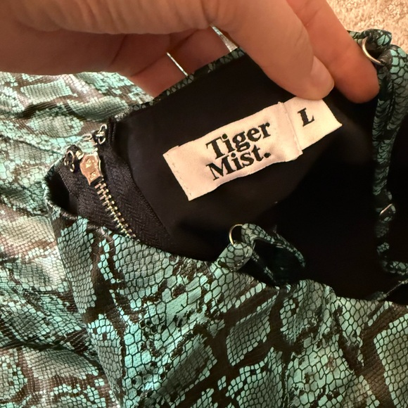 Tiger Mist Green Snake Print Mini Dress - Picture 7 of 8
